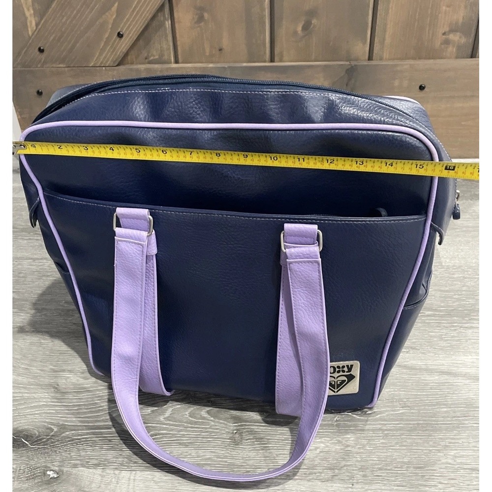 Vintage Roxy Travel Bag Luggage‎ Purple Leather Tote Hawaiian PVC Surf 1990's - Picture 11 of 15